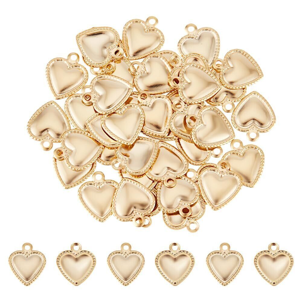 6478 40pcs Real 24K Gold Plated Love Heart Charm Heart Pendant Charms Small